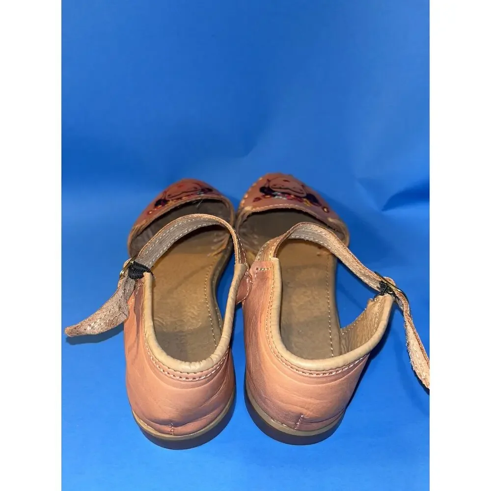 EUC Colorful Mexican Huarache Leather Sandal Frida Kahlo Artisan Flats Halloween - Picture 2 of 3